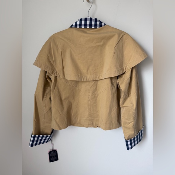 Viral Avec Les Filles tan blue gingham cape trench jacket - Picture 4 of 4